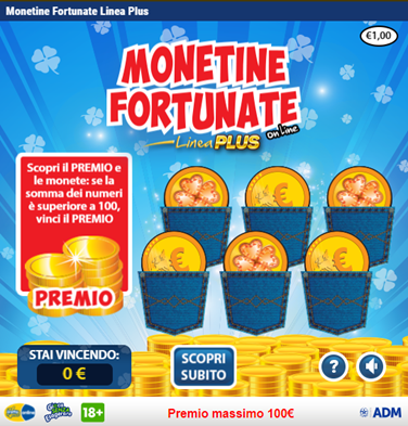 Gratta e Vinci Monetine Fortunate da 1€: gioco e premi